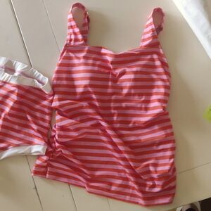 Lime Ricki sherbet stripe square neck tankini top